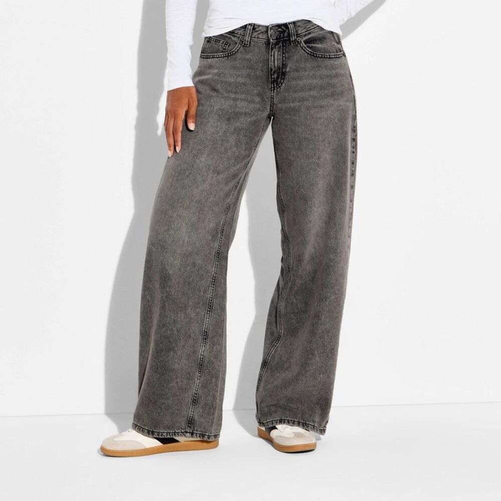 Women's Ultra Low-Rise Baggy Curvy Jeans - Wild Fable Dark Gray Wash 4